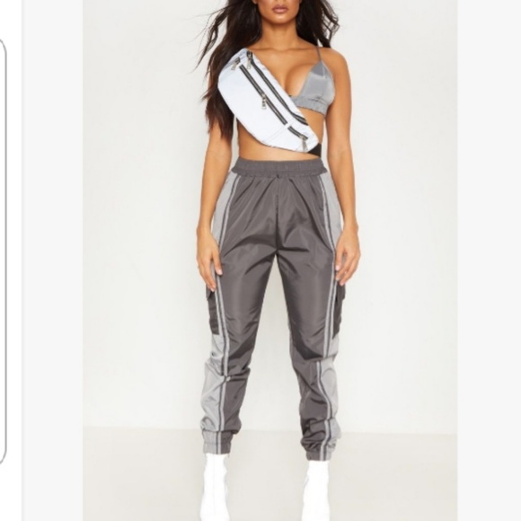 PrettyLittleThing Pants - Prettylittlething NWT charcoal shell jogger us12